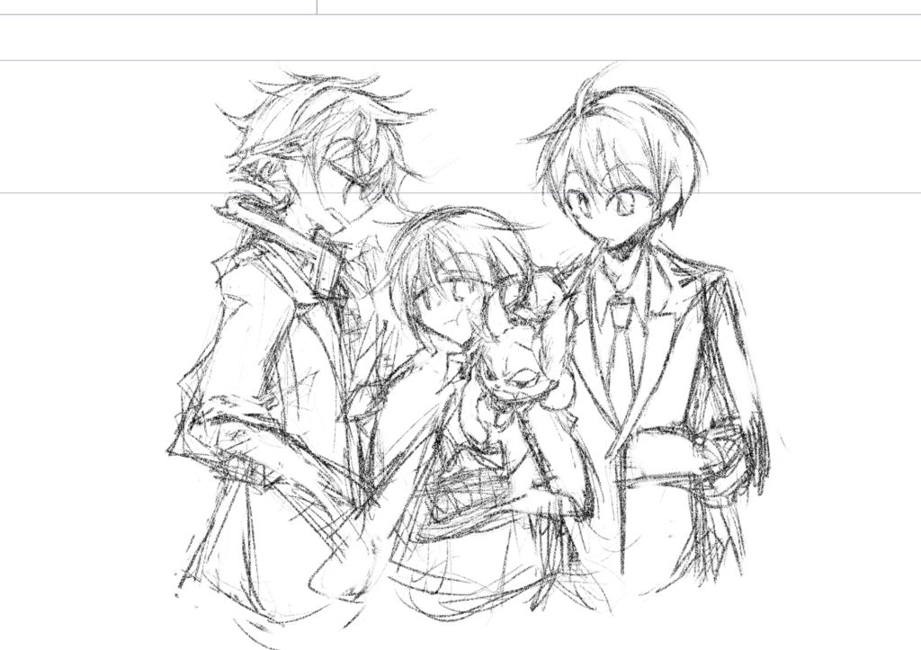 髪の毛と制服の途中まで。