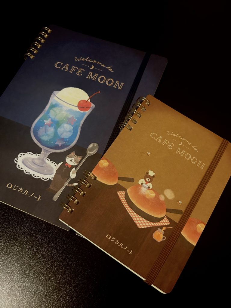 古川紙工×ナカバヤシコラボ
リングノート大（青・猫・クリームソーダ）、小（茶色・くま・スキレットに入ったパンケーキ）